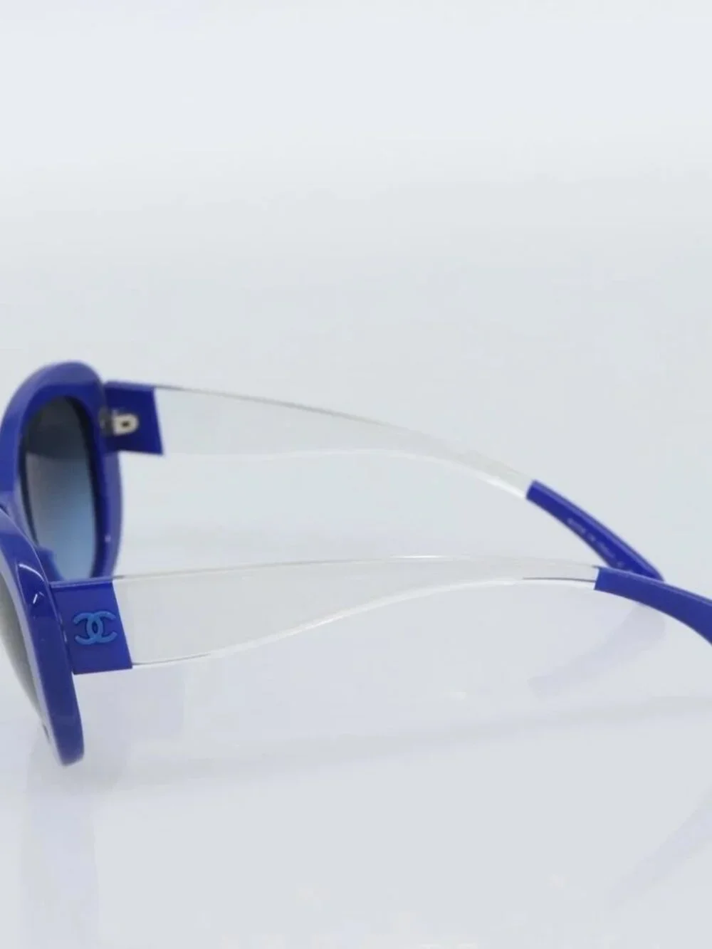 CHANEL Sunglasses Plastic Blue CC Auth BA13654